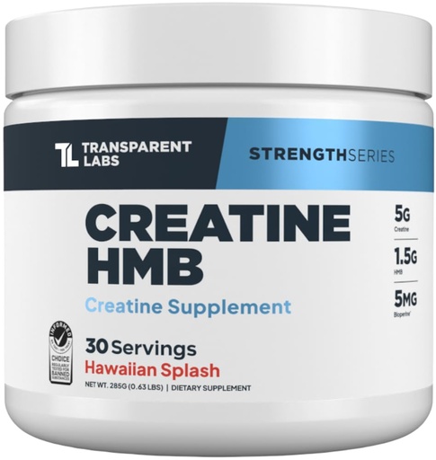 [BRSROGAECN5B4A3H] Transparent Labs Creatine HMB - Creatine Monohydrate Powder with HMB for Muscle Growth, Increased Strength, Enhanced Energy Output, and Improved Athletic Performance - 30 Servings, Hawaiian Splash