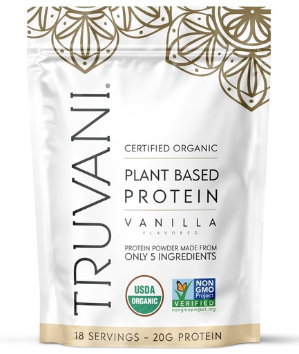 [BRSRAFQYBMCQGH3D] Truvani Organic Plant Based Protein Powder | Vanilla | 20g Pea Protein | 18 Servings | Vegan & Keto | Gluten & Dairy Free | Low Carb | No Added Sugar