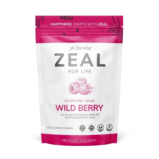 [BRSWIEA3CMFQKGT6] Zurvita - Zeal for Life 30-Day Wellness Bag - Wild Berry Flavor - Daily Nutritional Supplement for Vitality, Immunity, & Overall Wellness - 420 Grams