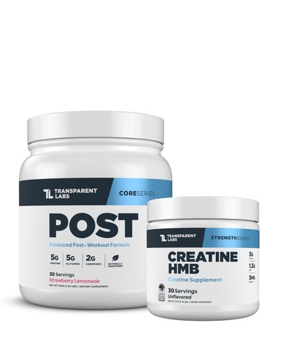 [BRSRECQRCABW23T5] Transparent Labs Post Workout Recovery Muscle Builder (30 Servings, Strawberry Lemonade) & Creatine HMB (30 Servings, Unflavored)