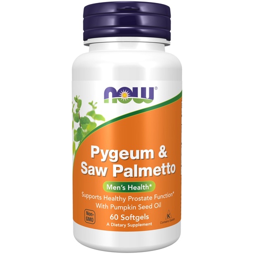 [BRSWIYQGCAMAMYDK] NOW Foods Supplements, Pygeum & Saw Palmetto with Pumpkin Seed Oil, Men's Health*, 60 Softgels