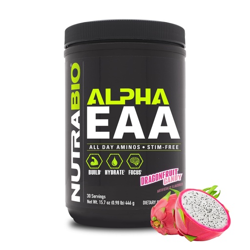 [BRSWGAQYBYPRA3QV] NutraBio Alpha EAA - All-Day Amino Acids for Muscle Growth and Hydration - Essential Amino Acids with Nootropics & Adaptogens- Full Spectrum EAA BCAA Powder - 30 Servings - Dragon Fruit