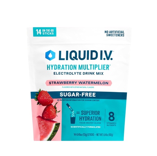 [BRSRAHAHBMHB62TH] Liquid I.V.® Hydration Multiplier Sugar-Free - Strawberry Watermelon | Electrolyte Powder Drink Mix | 1 Pack (14 Servings)