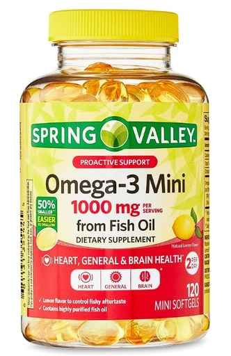 [BRSREALRARYAGG33] Omega-3 Mini from Fish Oil 1000 mg, 120 Count, Dietary Supplement, Omega 3 Mini Softgels + Daily Supplement Tracker Sticker