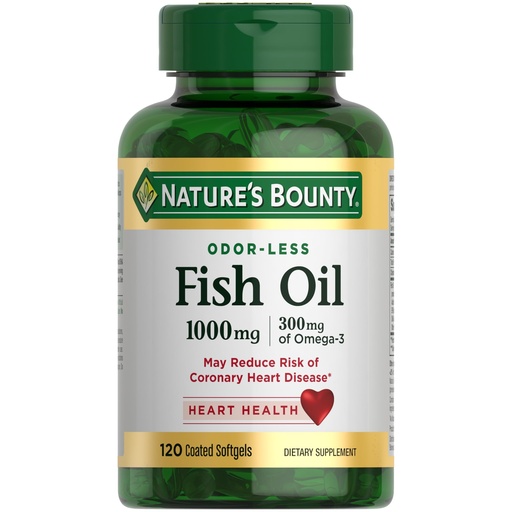 [BRSWIY32B4EAKCQ3] Nature's Bounty Fish Oil, Supports Heart Health, Dietary Supplement, 300mg Omega-3, 120 Coated Softgels