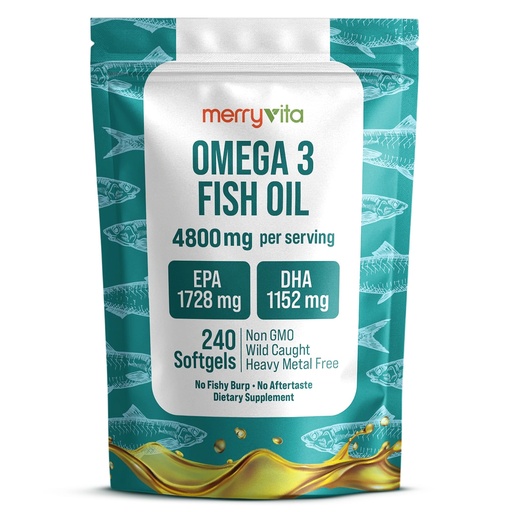 [BRSREYILOV5BYEQZ] Omega 3 Fish Oil 4800 mg – EPA 1728 mg | DHA 1152 mg from Wild-Caught Anchovies – Burpless Mini Softgels – Pure Omega-3 Fatty Acid Supplement – Non-GMO, Gluten-Free, No Aftertaste – 240 Capsules