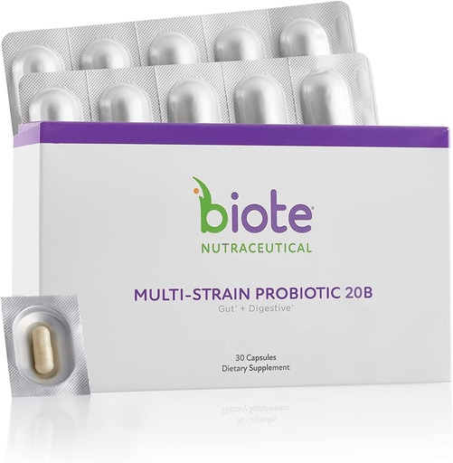 [BRSWYZD4CF4BO3Y7] Biote Nutraceuticals - Multi-Strain PROBIOTIC 20B - Gut + Digestive (30 Capsules)