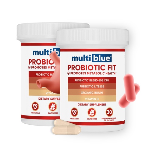 [BRSREZAKOB7GYHIV] MultiBlue Probiotic Fit – Supports Natural GLP-1 & Appetite Control for Women & Men, Bifidobacterium B-420, Digestive & Gut Health, 10 Probiotic Strains, 60 Billion CFU, Prebiotic + Vitamin D3, 60ct