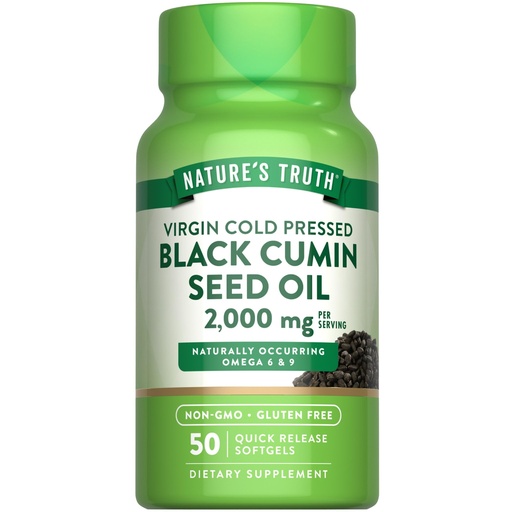 [BRSWGCT7OUNWA3L5] Nature's Truth Black Cumin Seed Oil 2000 mg | 50 Softgels | Cold Pressed Pills | Non-GMO, Gluten Free