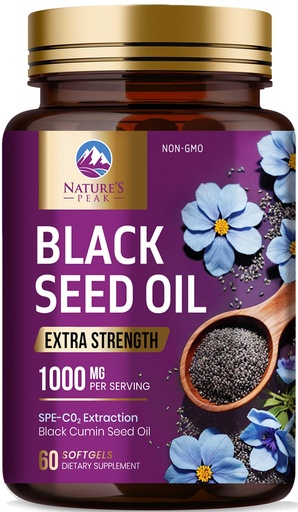 [BRSRA2Y6BAHQ43LX] Black Seed Oil Capsules 1000mg Per Serving - Best Cumin Seed Oil - Pure Nigella Sativa Black Seed Oil & Thymoquinone - Amazing Antioxidant for Skin Support Supplement - Bottled in USA - 60 Softgels