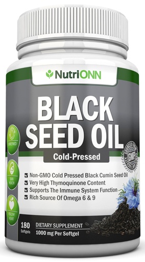 [BRSWYHAKOEFWAYDV] Black Seed Oil - 1000 Mg - 180 Softgels - Cold-Pressed Non-GMO Black Cumin Seed Capsules - Super High Thymoquinone Content - Nigella Sativa - Rich in Omega 6 & 9 Fatty Acids - Immune Health Support