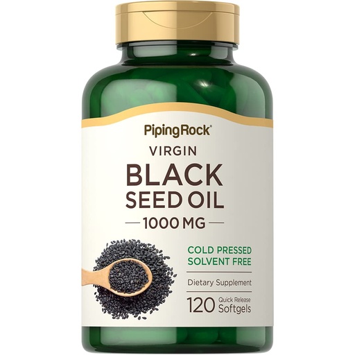 [BRSRMYYDCF7WKD3V] Piping Rock Black Seed Oil Softgel Capsules | 1000mg | 120 Pills | Cold Pressed Supplement | Nigella Sativa | Solvent Free, Non-GMO, Gluten Free