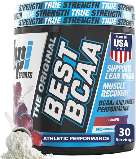 [BRSWIBQKBAOBE3TA] BPI Kirol onenak BCAA hautsa - Muscle Recovery Support - Branched Chain Amino Acids | Protein eta Muscle blokeen eraikuntza - Post Workout Recovery - Hydration - Grape, 30 Zerbitzu