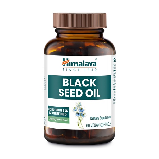 [BRSREHDRA55A4H3U] Himalaya Black Seed Oil Softgels, Cold-Pressed & Unrefined Black Seed Oil for Wellness, Non-GMO, Vegan, Gluten-Free, No Additives, 1,000 mg Per Serving, 60 Softgels