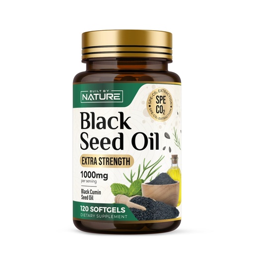 [BRSREEL6CIOR4D3Z] Built by Nature Black Seed Oil 1000 mg – Thymoquinone Rich Black Cumin (Nigella Sativa) – Antioxidant Support – Non-GMO – 120 Softgels