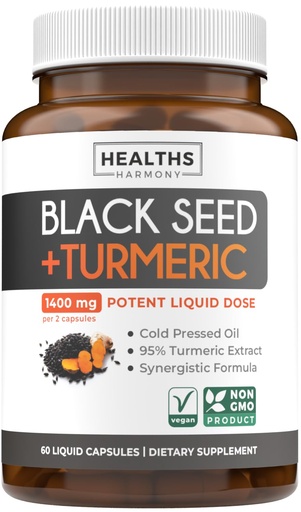[BRSRABQ7CVYWY3TK] Cold-Pressed Black Seed Oil Capsules - Vegan Non-GMO Nigella Sativa Black Seed Oil Supplement with Turmeric Extract for Comfort Mobility & Immune Support - Curcuminoid & Thymoquinone-Rich (1 Month)