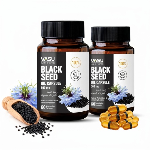 [BRSREZQNOACA4GTF] Vasu Safe Herbs Black Seed Oil Capsules 120 Softgels - Black Seed Oil Cold Pressed Nigella Sativa Kalonji 500mg Herbal Wellness with Omega 3 6 9, Non-GMO Gluten-Free Vegan