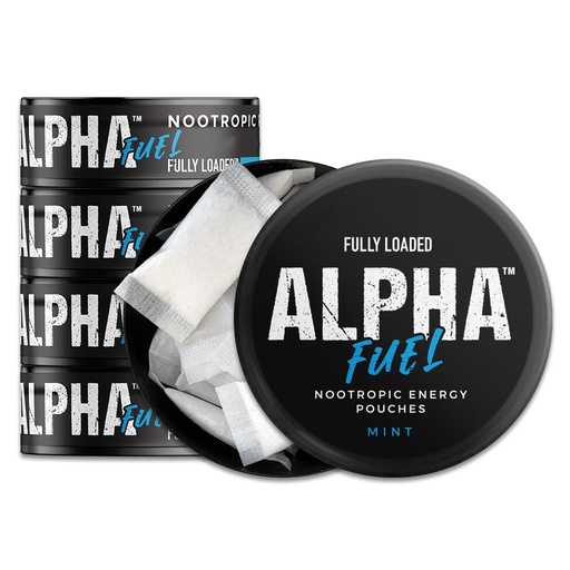 [BRSROZD7OFYGCDLV] Fully Loaded Alpha Fuel Nootropic Pouches (Mint Fuel) - 5 Cans, 15 Pouches per can - Nootropic Energy Pouches with Caffeine, Alpha GPC, Tyrosine, Taurine, Guarana and More.