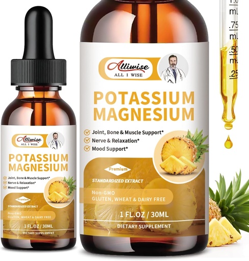 [BRSRA2YYOAHRAAI4] 2 Pack Potassium Magnesium Supplement Liquid - High Absorption Calm Magnesium Complex 500mg & Potassium 99mg Plus Calcium, Vitamin D3, Zinc for Leg Cramps & Bone & Energy & Immune Support - 2 Fl oz