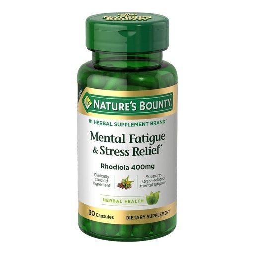 [BRSW2BT6OV5AY2QZ] Nature's Bounty Mental Fatigue and Stress Relief, Rhodiola Supplement, 400 mg, Capsules, 30 Count