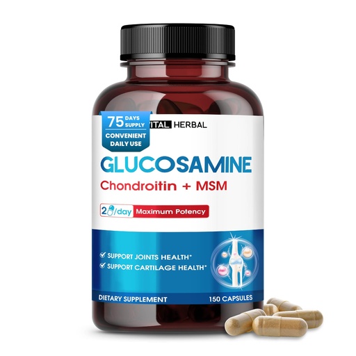 [BRSRAHQ6AQCGM3YV] VITAL HERBAL Liposomal Glucosamine with Chondroitin, MSM- Maximum Potency- Support Joints, Cartilage