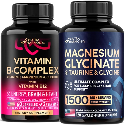 [BRSRGZ3RCUORA3LA] NUTRAHARMONY Vitamin B Complex & Magnesium Glycinate with Glycine Capsules