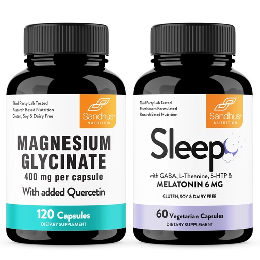 [BRSREZYBC4OQI2D2] Sandhu's Magnesium Glycinate with Quercetin & Sleep Support Capsules | Supports Quality & Restful Sleep | for Men & Women