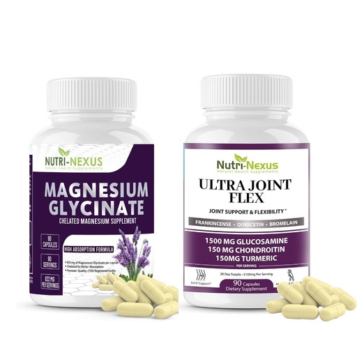 [BRSREAL3PIMQKAY4] Ultra Joint Flex with Glucosamine/Chondroitin/Turmeric + Magnesium Glycinate — 2-Bottle Bundle, 90 Capsules Each