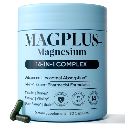 [BRSREC32C4CBUDQY] Magnesium Glycinate Complex Supplement, 900mg – 13-in-1 Magnesium L-Threonate, Citrate, Taurate & Malate for Women & Men – Liposomal Chelated Formula – Sleep, Muscle & Brain Support – 90 Capsules