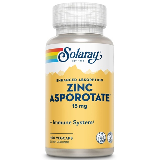 [BRSWIY34DICGCGD6] Solaray Zinc Asporotate 15mg Chelated Complex | Immune & Endocrine Support, Cell & Skin Health Formula, 100 VegCaps