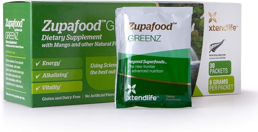 [BRSWKYAEOB7WK3L4] Xtendlife Zupafood GREENZ Powder - Organic Greens Powder Superfood Detox Juice Mix with Spirulina/Wheatgrass for Gut Health, Natural Detoxification & Strong Immunity | 30 Packs (Vegan & Gluten Free)
