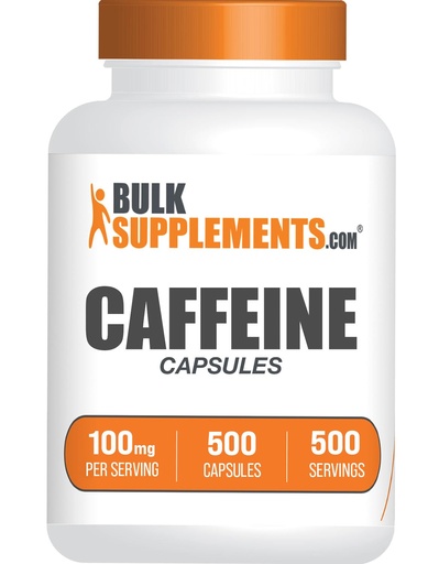 [BRSROEIPDIMBUADK] BulkSupplements.com Caffeine 100mg Capsules - Caffeine Pills 100mg, Supplement for Energy Boost - Gluten Free, 1 Capsule per Serving, 500 Count (Pack of 1)