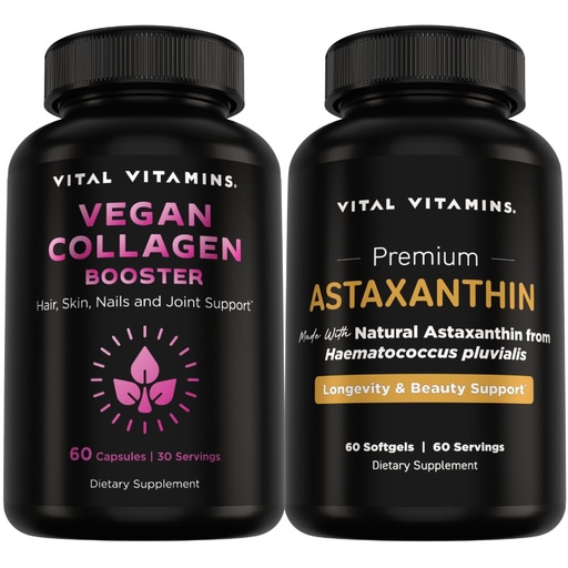 [BRSRGHQOB4IAKYLG] Vital Vitamins Vegan Collagen Booster 60 ct + Astaxanthin 60 ct