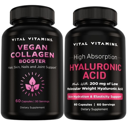 [BRSRGGA2CEIGOCY4] Vital Vitamins Vegan Collagen Booster 60 ct + Hyaluronic Acid Capsules 60 ct