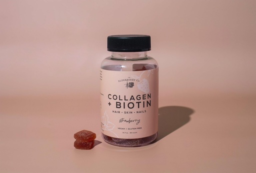 [BRSRMYYZAEDWYA34] The Elderberry Co. Collagen + Biotin Gummies + Aronia Berries Natural Hair and Nails Supplement