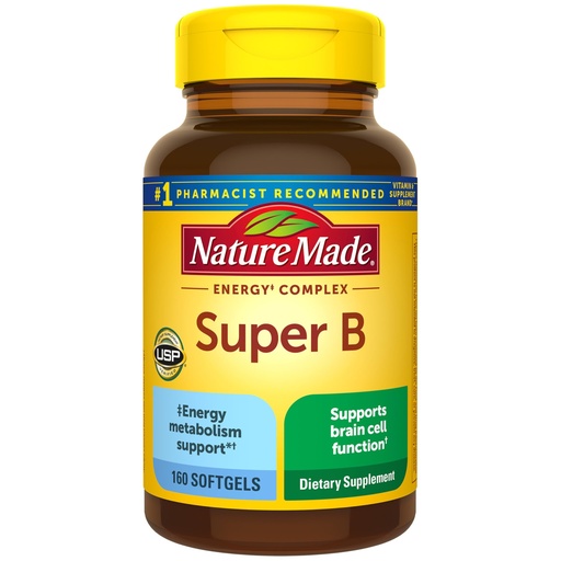 [BRSWYYDRBEMQ2YDD] Nature Made Super B Complex Vitamins for Women and Men, Dietary Supplement for Energy Metabolism Support, Super Vitamin B Complex, 160 Softgels, 160 Day Supply