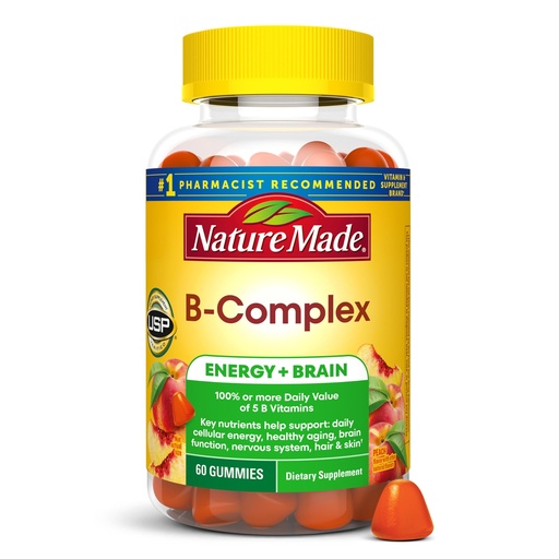 [BRSRGHD4BB7GE2TK] Nature Made Vitamin B Complex Gummies, 5 B Vitamins for Energy and Brain Support, 60 Pectin Based Gummies, 60 Day Supply