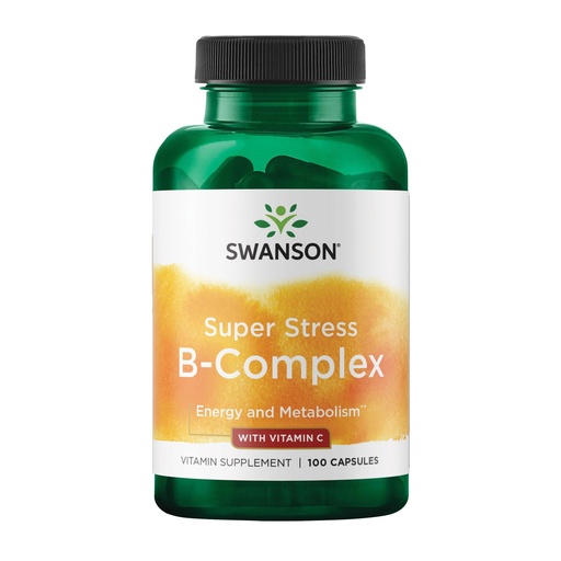 [BRSWGFDRDEHAOYLZ] Swanson Super Stress B-Complex with Vitamin C for Stress-Prone Professionals Seeking Energy and Immune Support (100 Capsules)