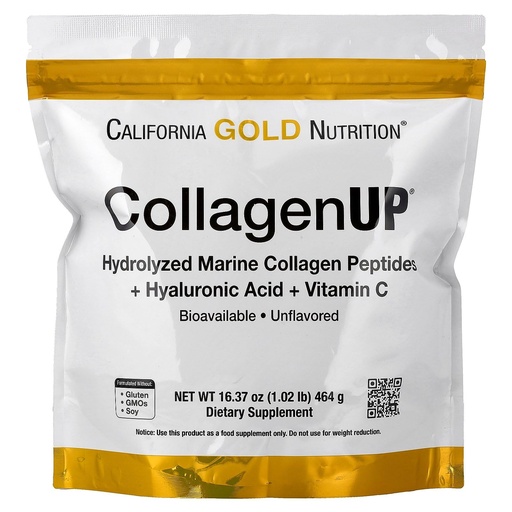 [BRSWGZQYOYIRADQV] California Gold Nutrition CollagenUP®, Hydrolyzed Marine Collagen Peptides with Hyaluronic Acid and Vitamin C, Unflavored, 1.02 lb (464 g)