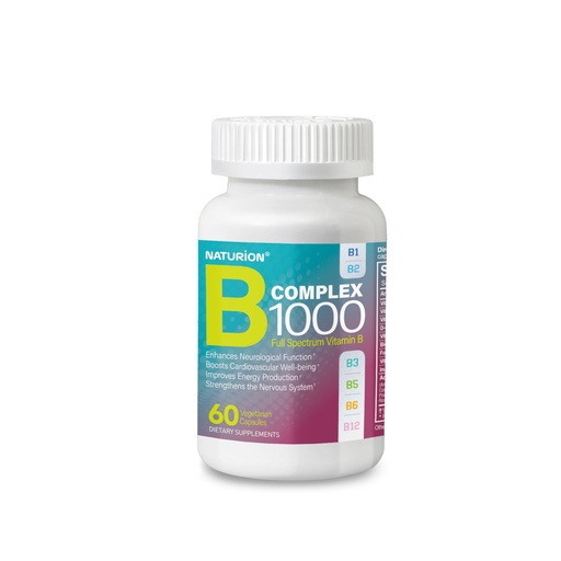 [BRSRACYFO4FRA2DV] B Complex 1000 - Full Spectrum of B Vitamins for Energy, Heart & Immune Support - B-Complex Supplement with Adaptogens - 60 Capsules, 60-Day Supply