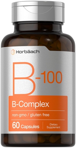 [BRSROFIEB4NQO3D5] Horbäach B-100 Complex Vitamin | 60 Capsules | Non-GMO and Gluten Free Supplement
