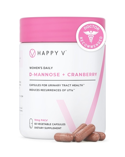 [BRSWGBD6AQMQMDTD] Happy v Dr. Formulated D-Mannose with Cranberry Pills for Women Cranberry for Urinary Tract infections & D Mannose Powder for UTI Infection Prevention, Bladder & Urinary Tract Health & Harmony