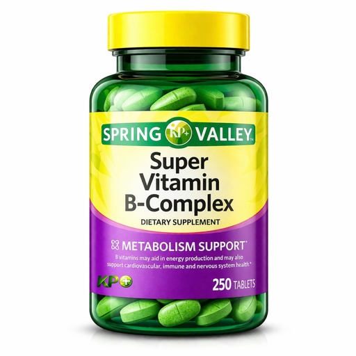 [BRSREBDYB4FW2HT7] KP+ Super Vitamin B-Complex | Energy Support | 250 Tablets | Non-GMO | Gluten Free | Pack of 1
