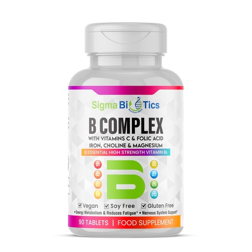[BRSREC32CMMQYCTF] Vitamin B Complex with Vitamin C, Iron, Magnesium & Choline - High Potency B1-B12 Tablets - Energy, Metabolism & Nervous System Support - Vegan, Non-GMO - 90 Tablets