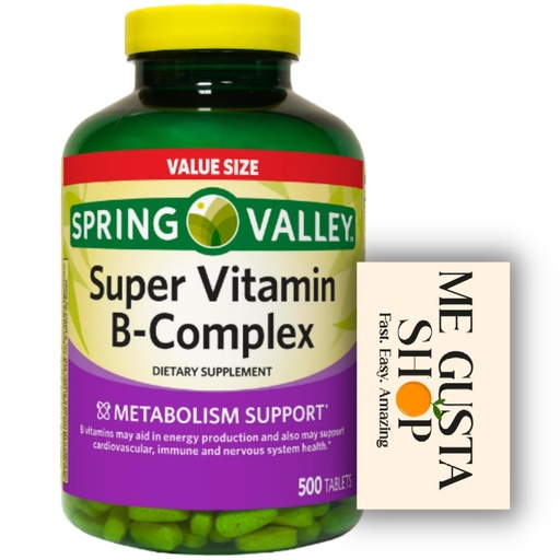 [BRSROYYRBABQ233V] Super Vitamin B-Complex Tablets 500 Count Spring Valley + me Gusta Sticker
