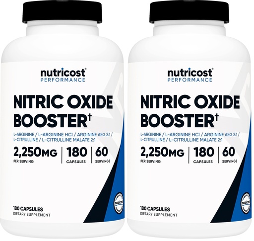 [BRSRGYL4DMNWYHLV] Nutricost Nitric Oxide Booster 2250mg, 180 Capsules - 750mg Per Casule, 60 Servings - Gluten Free and Non-GMO (Pack of 2)