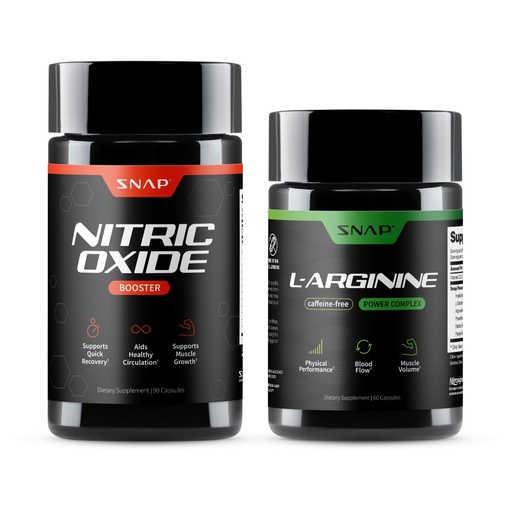 [BRSRECYBDFYRYDLL] Snap Supplements Nitric Oxide Booster + L Arginine Capsules Bundle, 90 + 60 Vegetarian Capsules