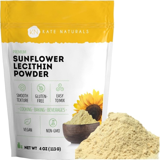 [BRSRMAL5BMFBYCLV] Kate Naturals Sunflower Lecithin Powder for Baking Bread, Gummies, Cooking. Substitute for Soy Lecithin Powder (4 oz, Non-GMO)