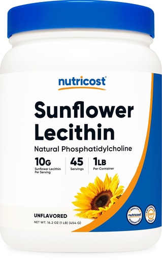[BRSREYALPN6GY3LU] Nutricost Sunflower Lecithin (1 Pound) - Natural Phosphatidylcholine, Vegan, Gluten-Free, GMO-Free