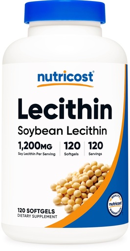 [BRSRGBAZBECBU2D2] Nutricost Lecithin (1,200mg) 120 Softgels - Soy Lecithin Supplement, GMO-Free, Gluten-Free